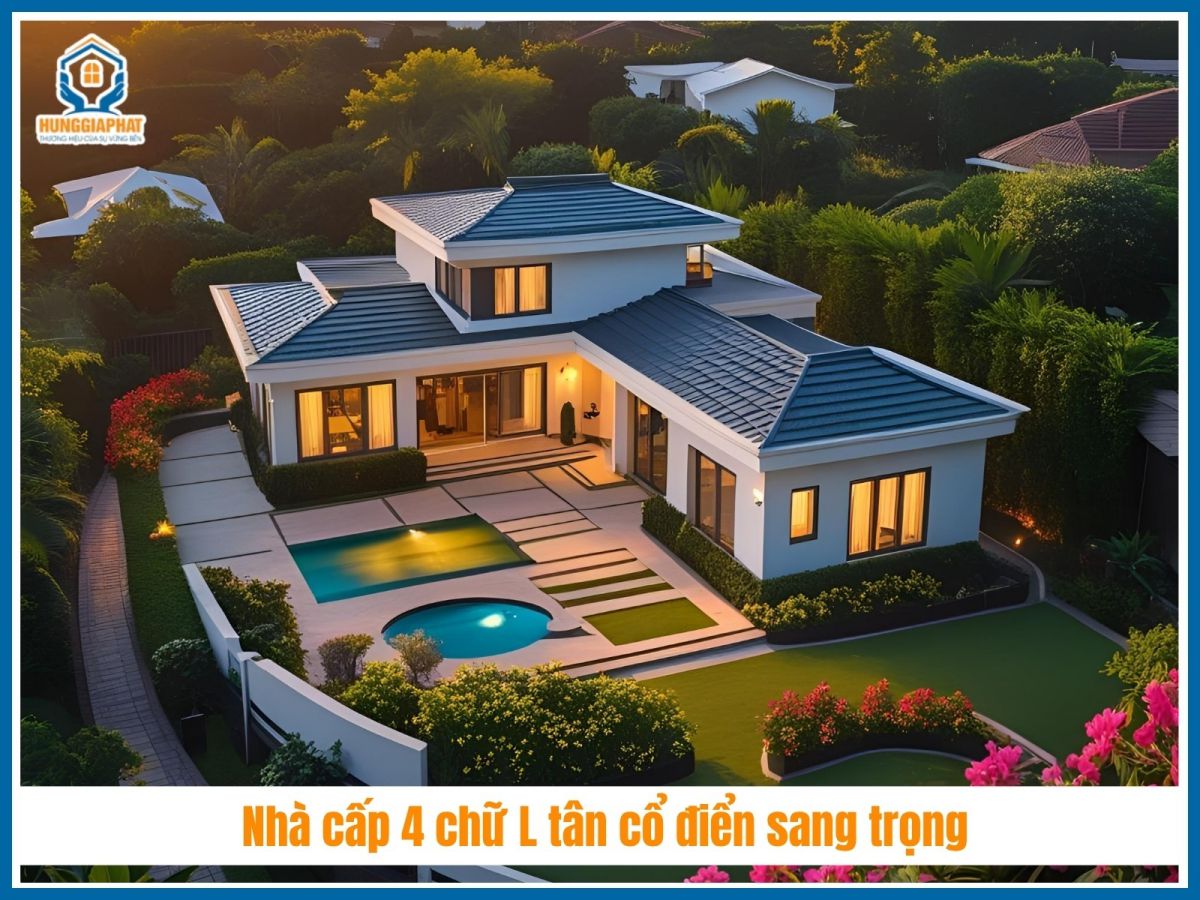 Nhà cấp 4 chữ L tân cổ điển sang trọng