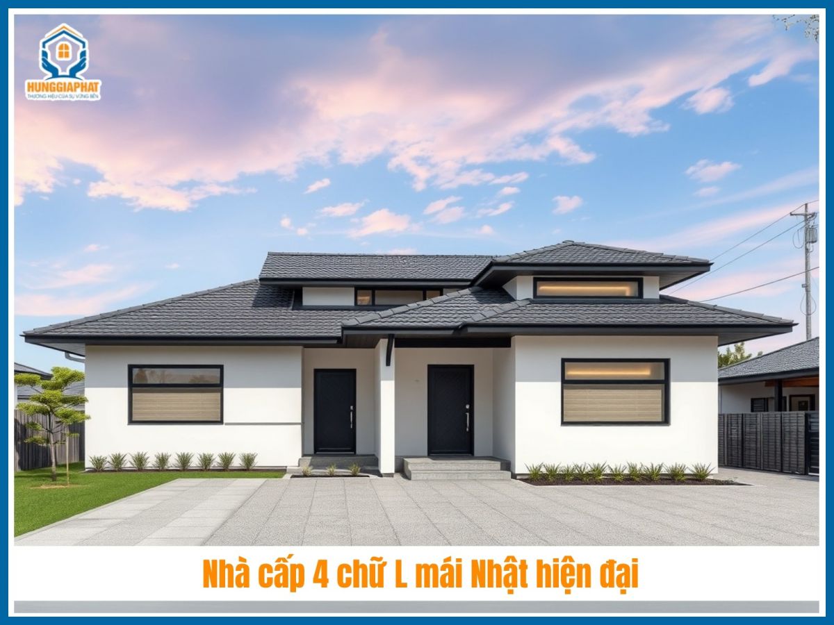 Nhà cấp 4 chữ L mái Nhật hiện đại