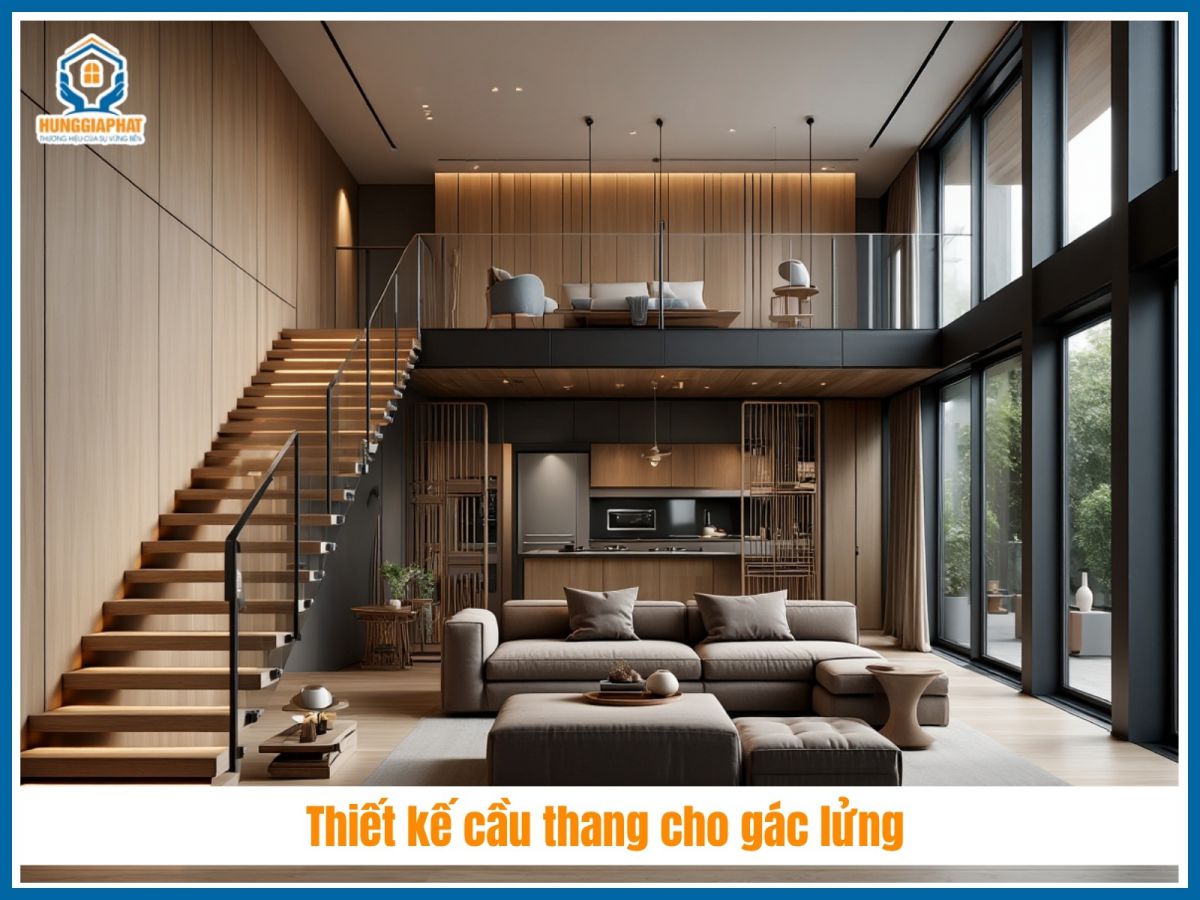 Thiet ke cau thang cho gac lung