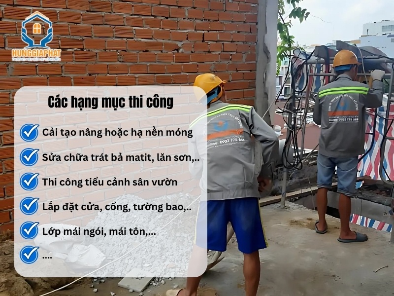 Cac hang muc thi cong sua nha cua cong ty