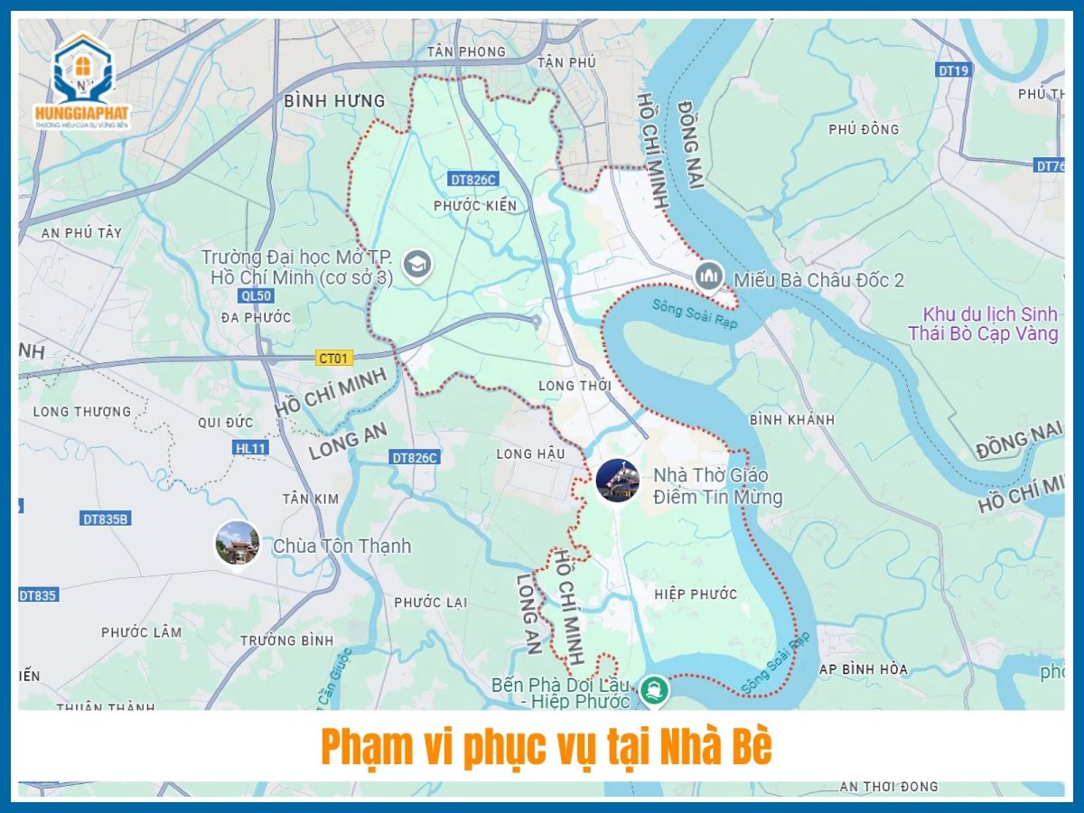 Pham vi phuc vu tai Nha Be
