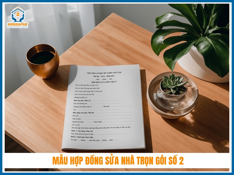 Mẫu hợp đồng sửa nhà trọn gói số 2