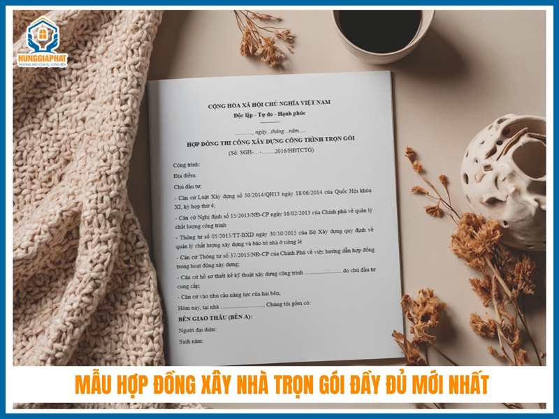 Mẫu hợp đồng xây nhà trọn gói đầy đủ mới nhất