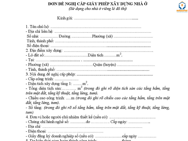 Mẫu đơn xin phép sửa chữa nhà ở
