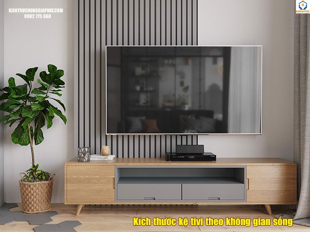Kích thước kệ tivi theo không gian