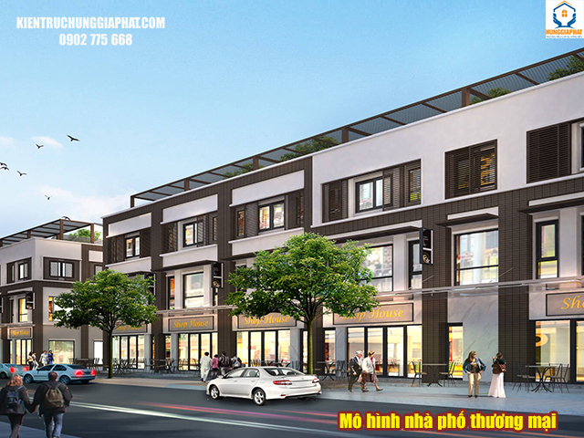 vị trí và kiến trúc của nhà phố thương mại